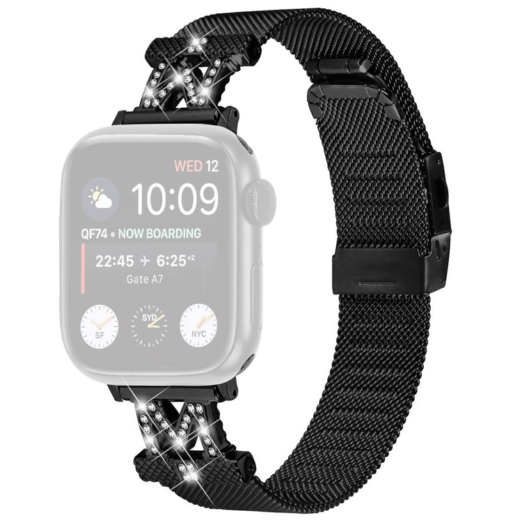 Smuk Metal Og Rhinsten Universal Rem passer til Apple Smartwatch - Sort#serie_026