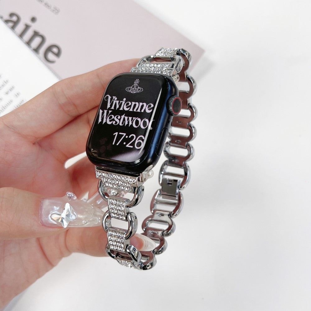 Meget Godt Metal Og Rhinsten Universal Rem passer til Apple Smartwatch - Sort#serie_1
