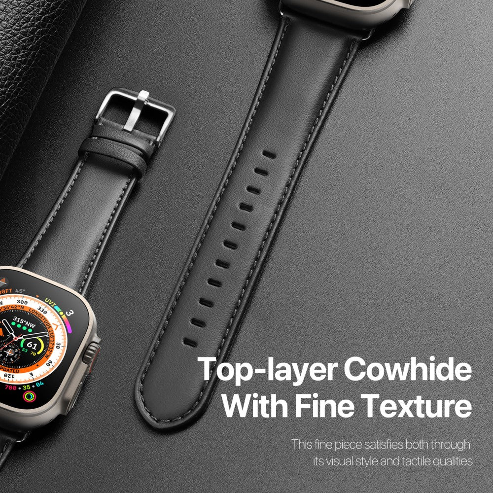 Skøn Metal Og Kunstlæder Universal Rem passer til Apple Smartwatch - Sort#serie_1