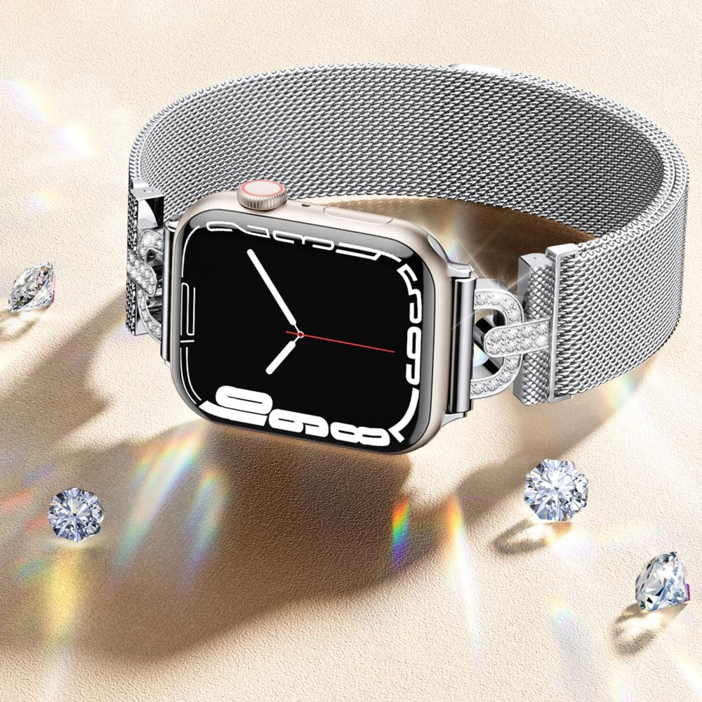 Supercool Metal Og Rhinsten Universal Rem passer til Apple Smartwatch - Sølv#serie_015