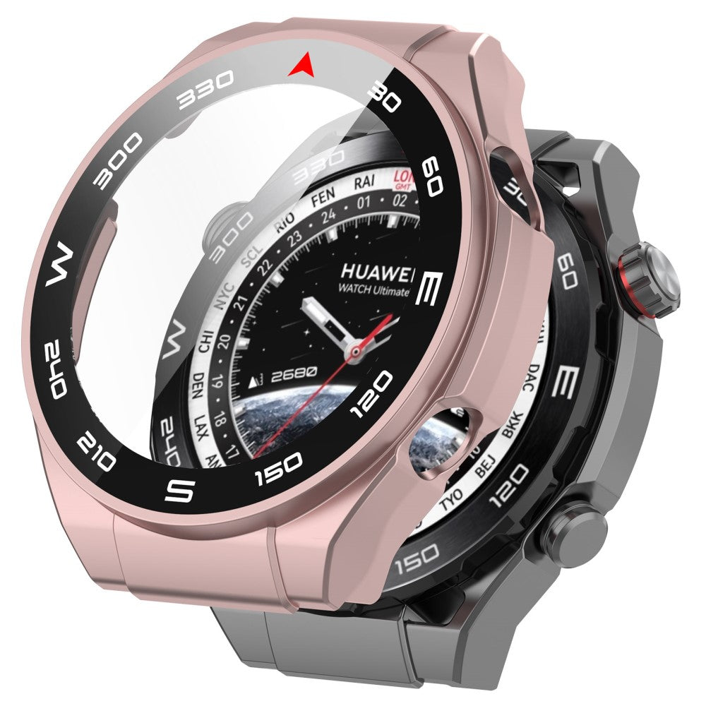 Vildt Godt Cover med Skærmbeskytter i Plastik og Hærdet Glas passer til Huawei Watch Ultimate - Pink#serie_4