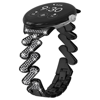 Helt Vildt Fint Metal Og Rhinsten Rem passer til Google Pixel Watch - Sort#serie_1