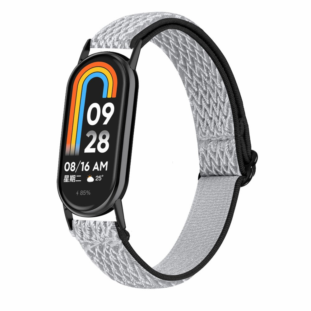 Mega Komfortabel Nylon Rem passer til Xiaomi Smart Band 8 - Sølv#serie_3