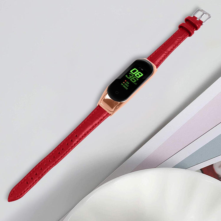 Mega Cool Ægte Læder Rem passer til Xiaomi Smart Band 8 - Rød#serie_4