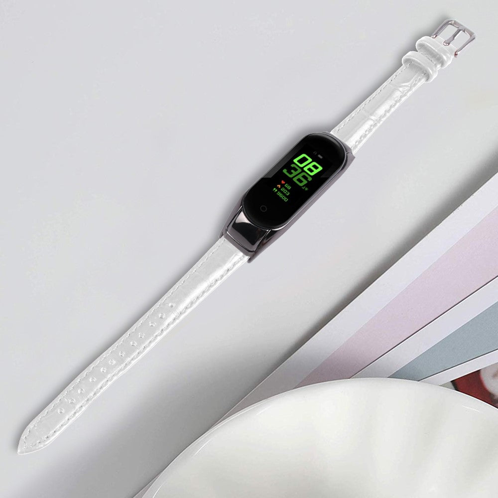 Rigtigt Kønt Ægte Læder Rem passer til Xiaomi Smart Band 8 - Hvid#serie_1