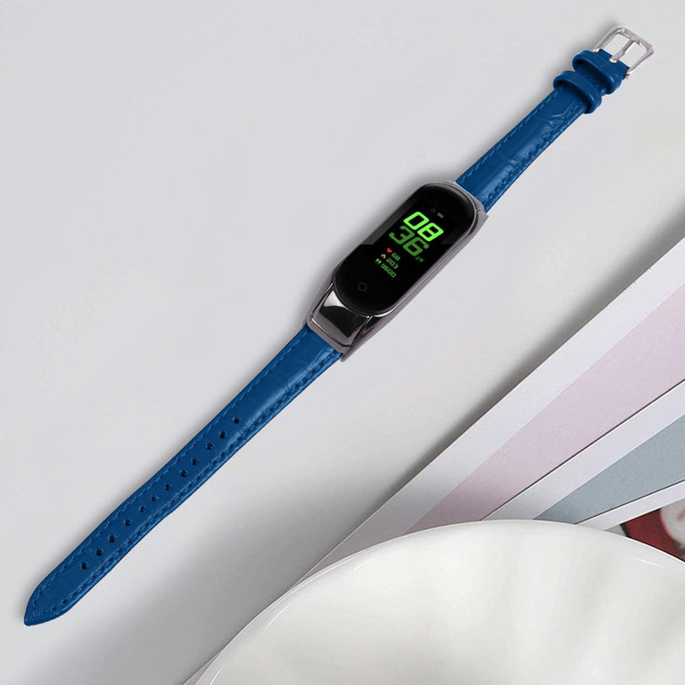Rigtigt Kønt Ægte Læder Rem passer til Xiaomi Smart Band 8 - Blå#serie_5