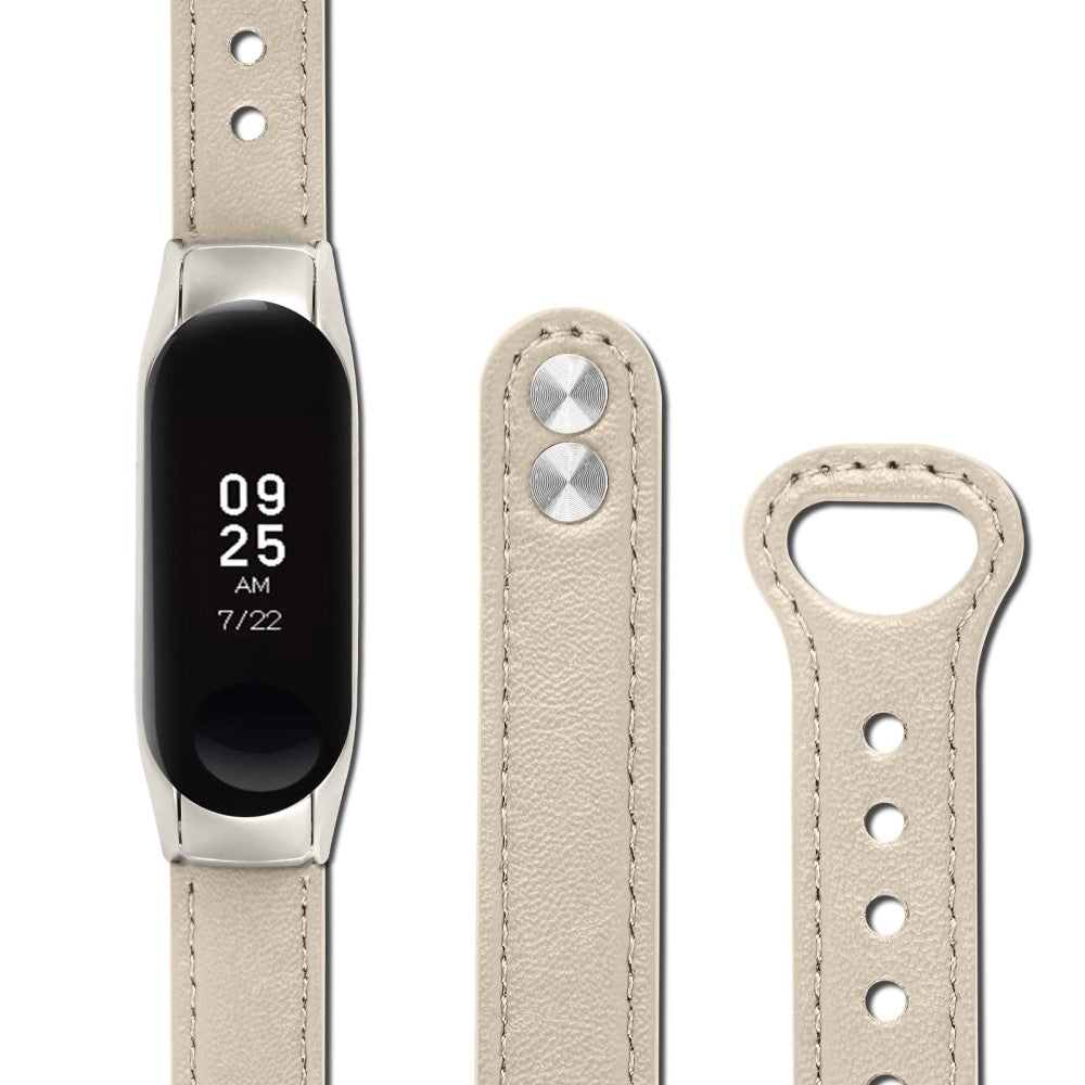 Mega Komfortabel Ægte Læder Rem passer til Xiaomi Smart Band 8 - Beige#serie_7