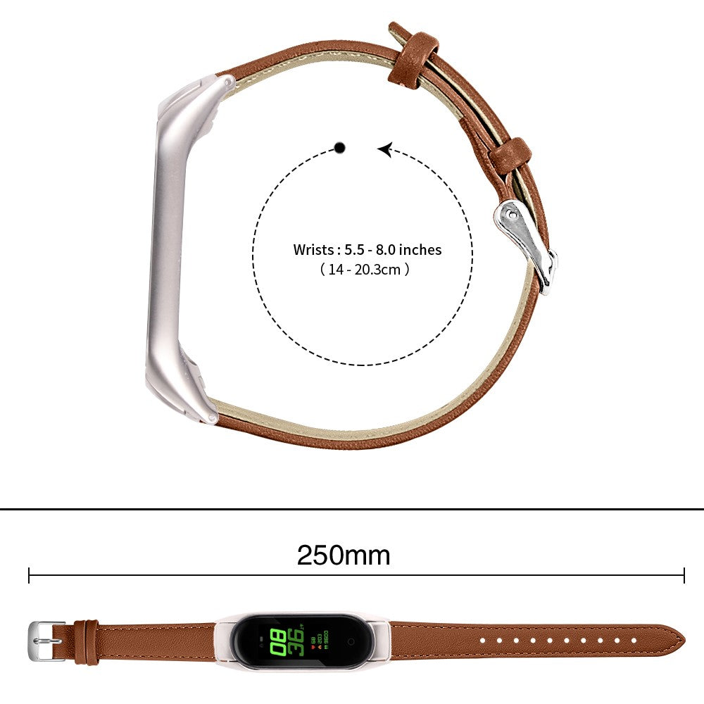 Super Slidstærk Ægte Læder Rem passer til Xiaomi Smart Band 8 - Brun#serie_16