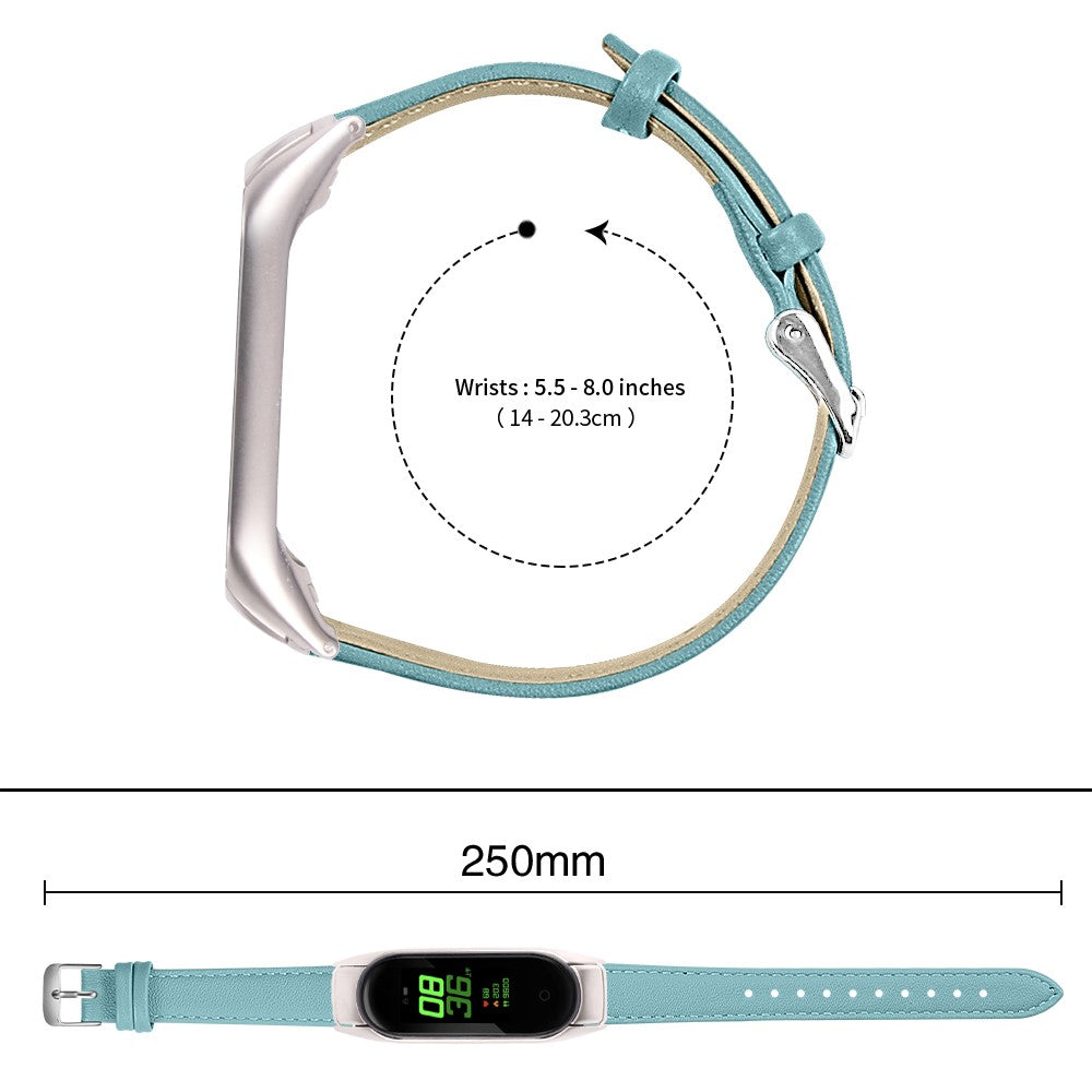 Super Slidstærk Ægte Læder Rem passer til Xiaomi Smart Band 8 - Blå#serie_9