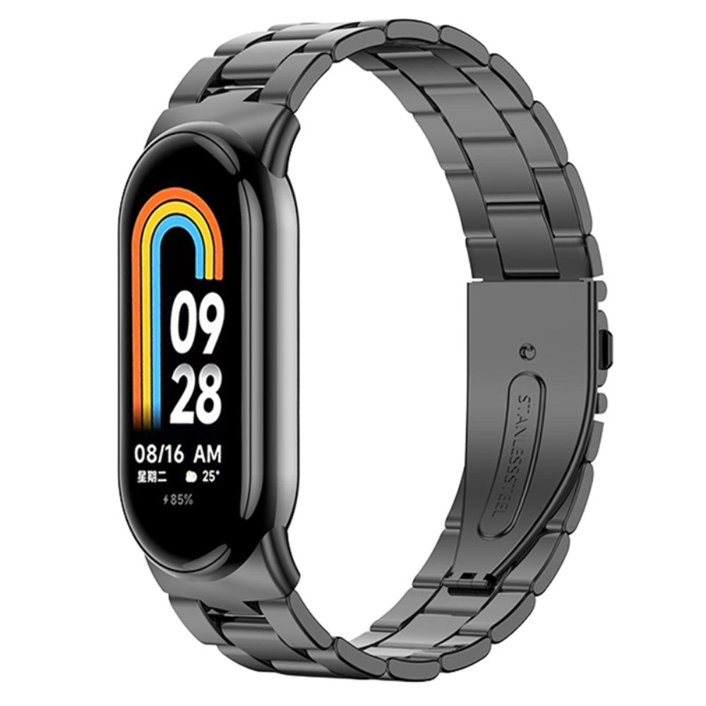 Rigtigt Sejt Metal Rem passer til Xiaomi Smart Band 8 - Sort#serie_2