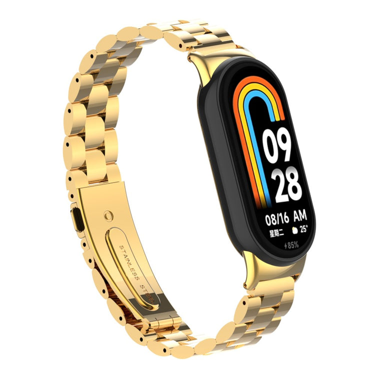 Rigtigt Sejt Metal Rem passer til Xiaomi Smart Band 8 - Guld#serie_5