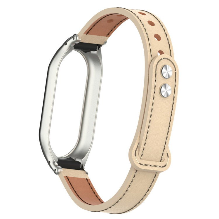 Cool Metal Og Kunstlæder Rem passer til Xiaomi Smart Band 8 - Beige#serie_1