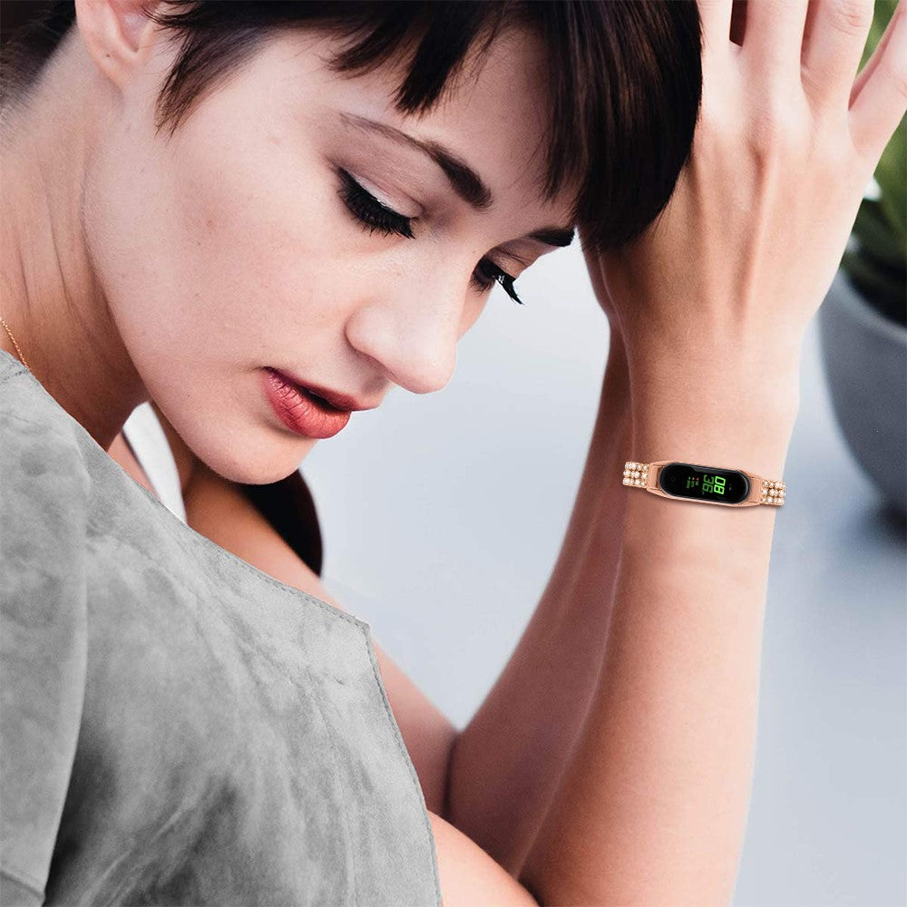 Mega Kønt Metal Og Rhinsten Rem passer til Xiaomi Smart Band 8 - Pink#serie_2