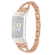 Cross design rhinestone décor metal strap for Fitbit Charge 2 - Rose Gold