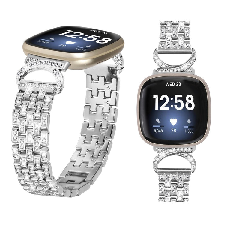 Metal Og Rhinsten Universal Rem passer til Fitbit Sense 1 / Fitbit Versa 3 - Sort#serie_3