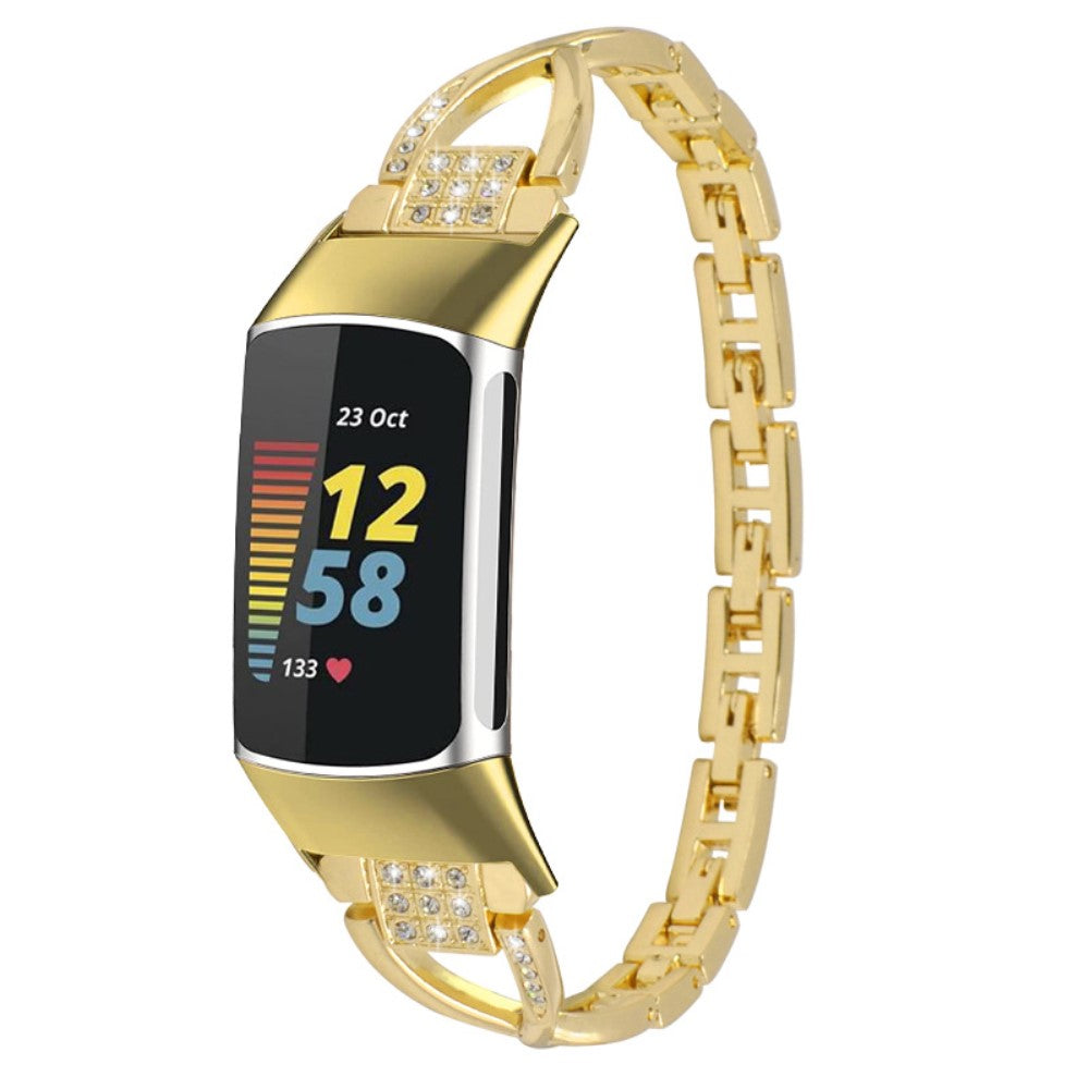 Mega Smuk Metal Rem passer til Fitbit Charge 5 - Guld#serie_2