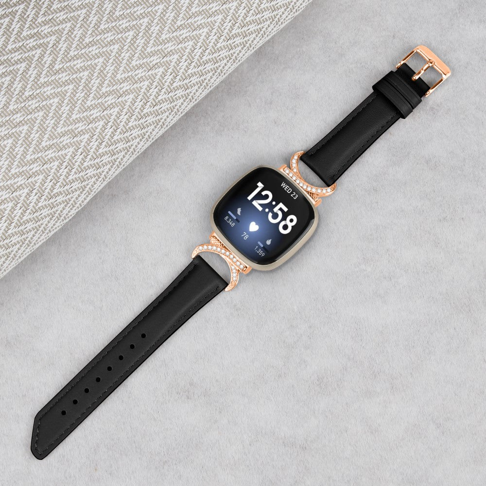 Helt Vildt Flot Kunstlæder Universal Rem passer til Fitbit Smartwatch - Sort#serie_3