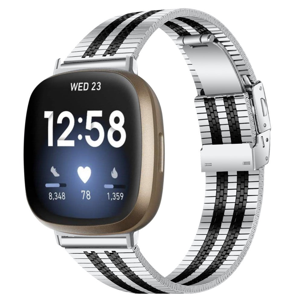 Yndigt Metal Universal Rem passer til Fitbit Sense 2 / Fitbit Versa 4 - Sort#serie_2