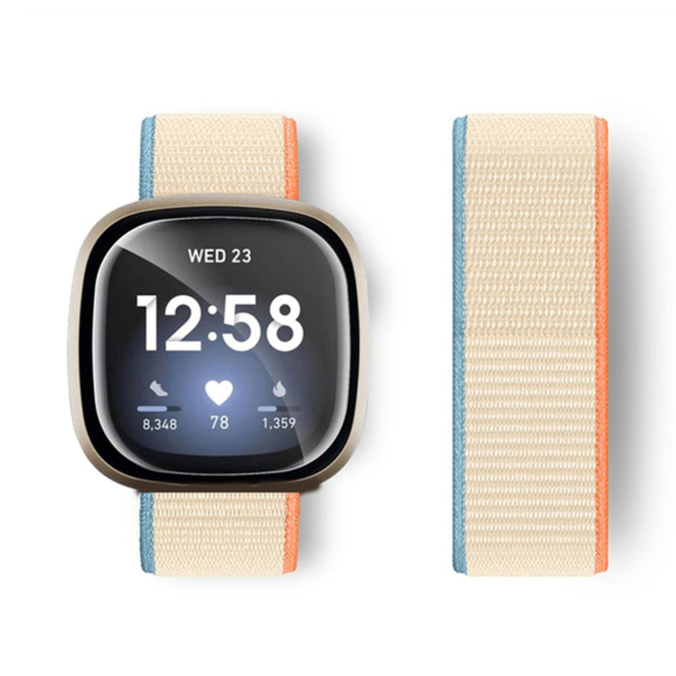 Kønt Nylon Universal Rem passer til Fitbit Versa 4 / Fitbit Sense 2 - Hvid#serie_1