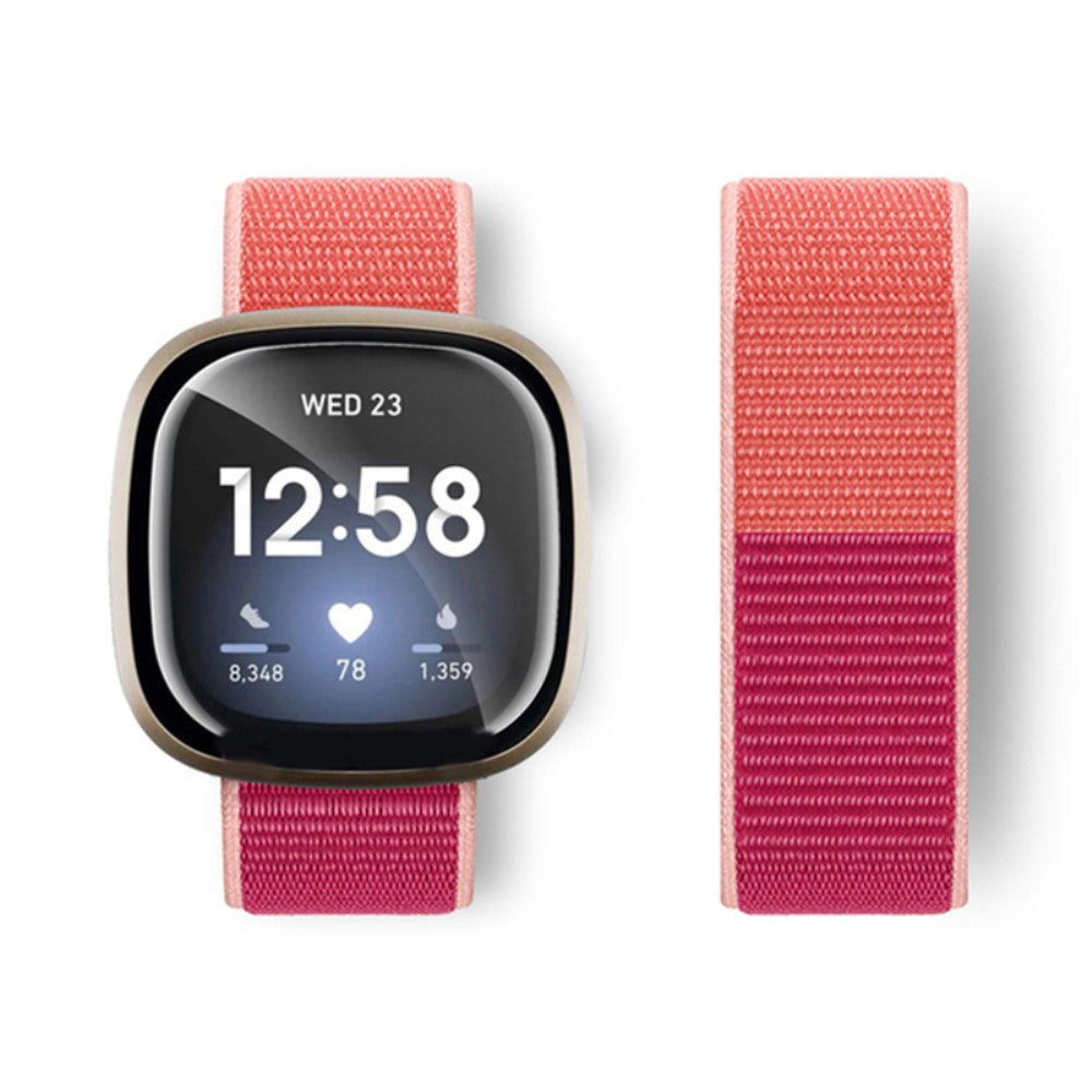 Kønt Nylon Universal Rem passer til Fitbit Versa 4 / Fitbit Sense 2 - Rød#serie_22