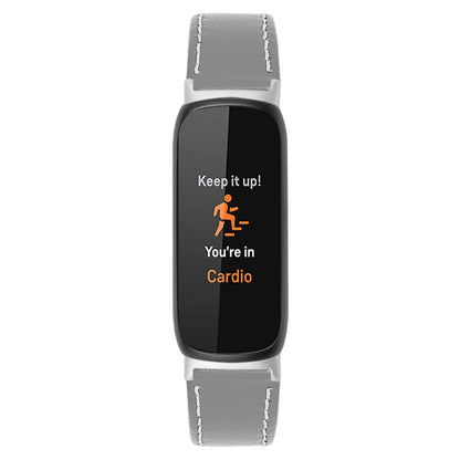 Solid Ægte Læder Rem passer til Fitbit Inspire 3 - Sølv#serie_11