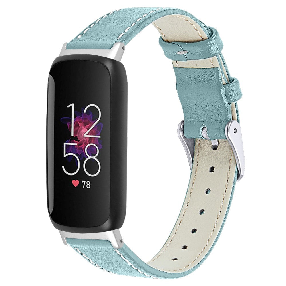 Solid Ægte Læder Rem passer til Fitbit Inspire 3 - Blå#serie_13