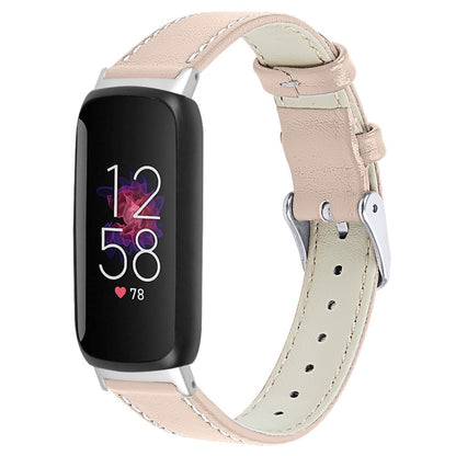 Solid Ægte Læder Rem passer til Fitbit Inspire 3 - Beige#serie_14