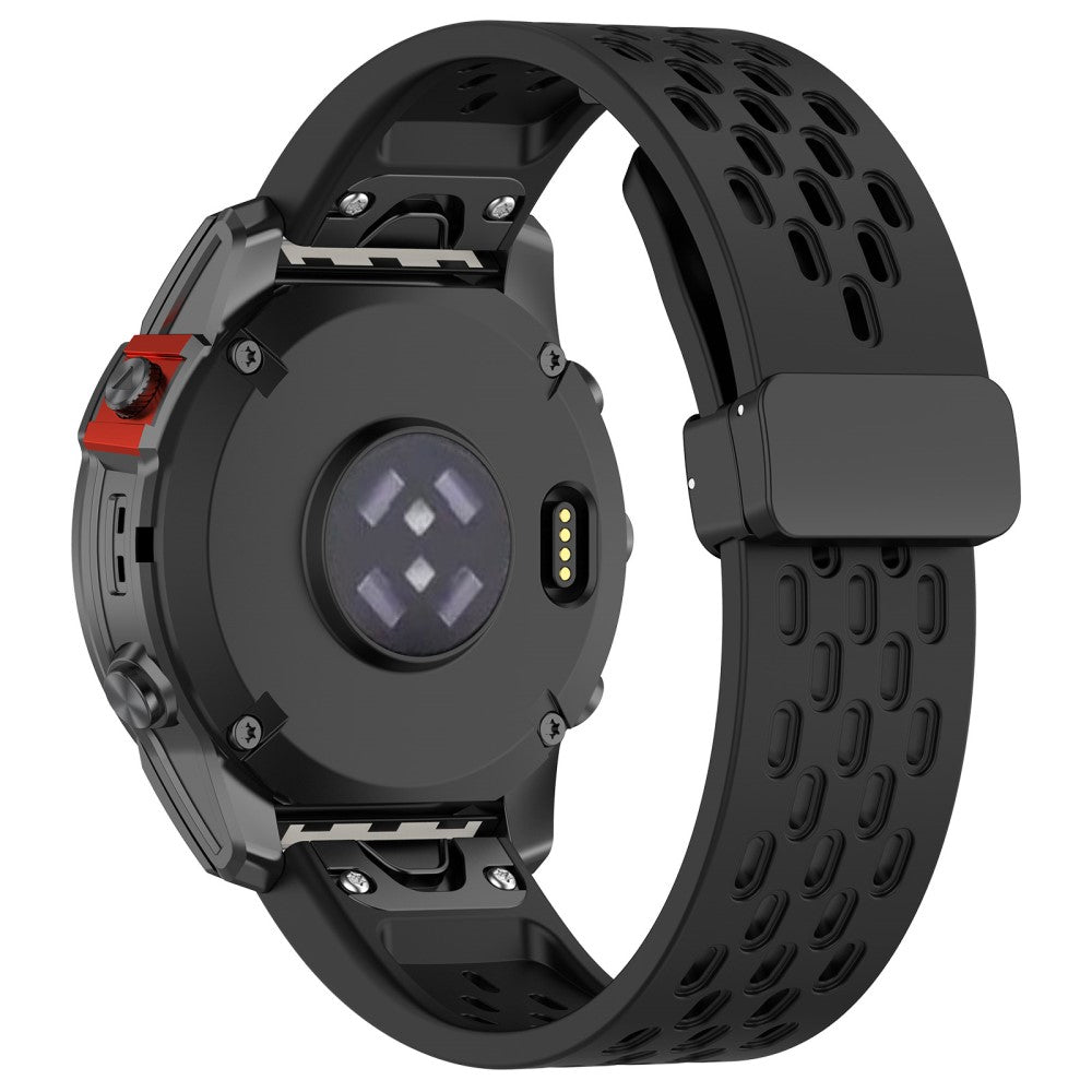 26mm multi-hole style silicone strap with buckle for Garmin Watch - Black#serie_1