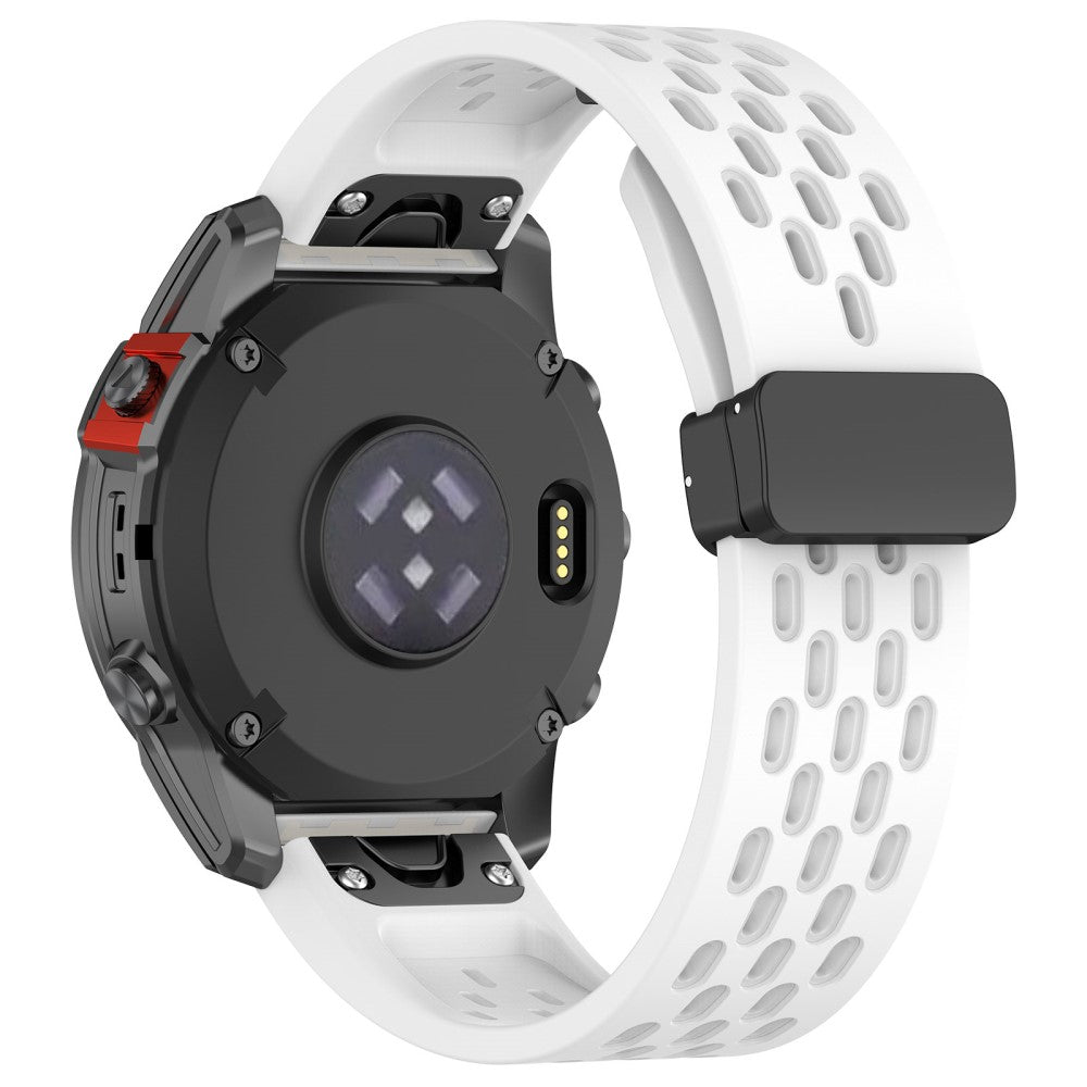 26mm multi-hole style silicone strap with buckle for Garmin Watch - White#serie_2