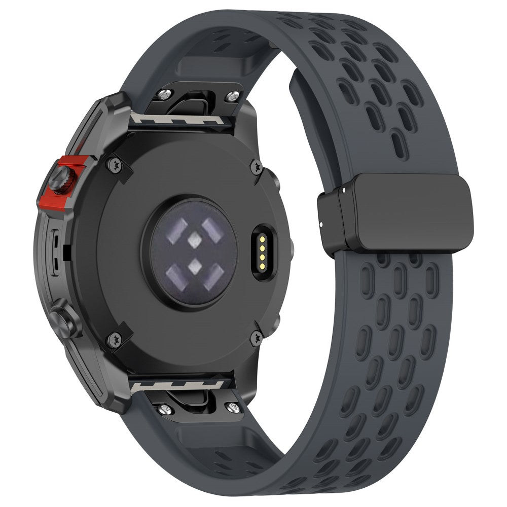 26mm multi-hole style silicone strap with buckle for Garmin Watch - Dark Grey#serie_3