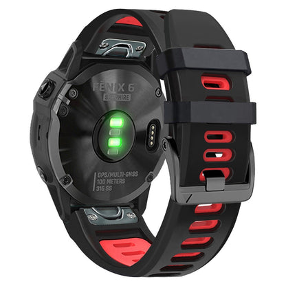 22mm dual-color silicone strap for Amazfit / Garmin / Coros watch - Black+Red#serie_3