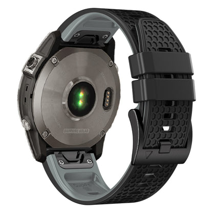 22mm dual-color honeycomb style silicone strap for Amazfit / Garmin / Coros watch - Black+Grey#serie_6
