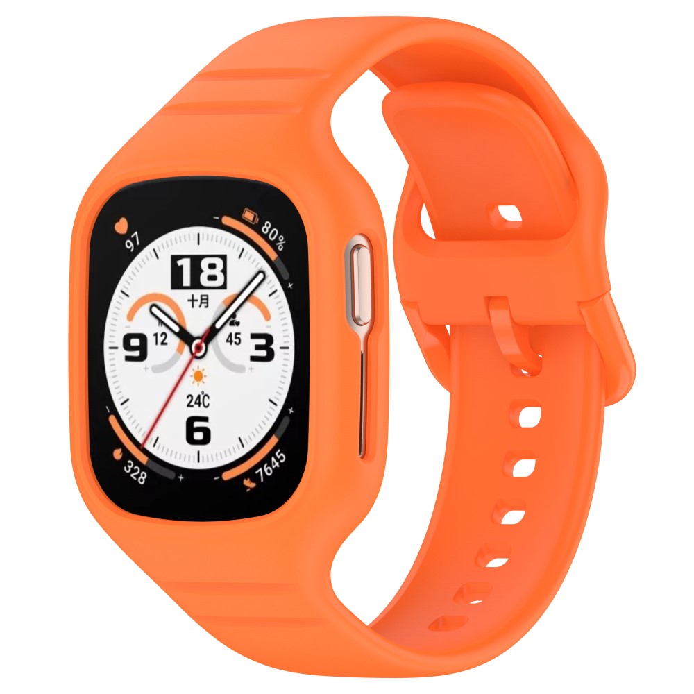 Meget Godt Metal Og Silikone Rem passer til Honor Watch 4 - Orange#serie_4