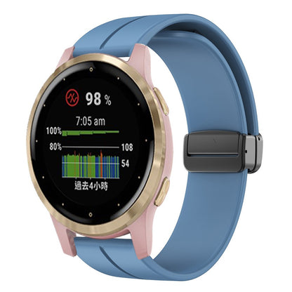 Rigtigt Sejt Silikone Universal Rem passer til Smartwatch - Blå#serie_12