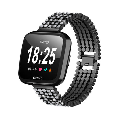 Vildt kønt Fitbit Versa Metal og Rhinsten Rem - Sort#serie_3