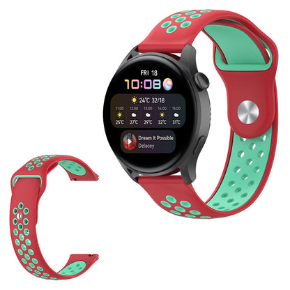 22mm Universal dual color silicone watch strap - Red / Teal#serie_6