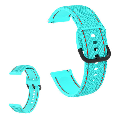 20mm Universal line design silicone watch strap - Baby Blue / Red#serie_7