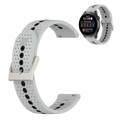 22mm dual color silicone watch strap for Samsung and Huawei watch - Grey / Black#serie_8