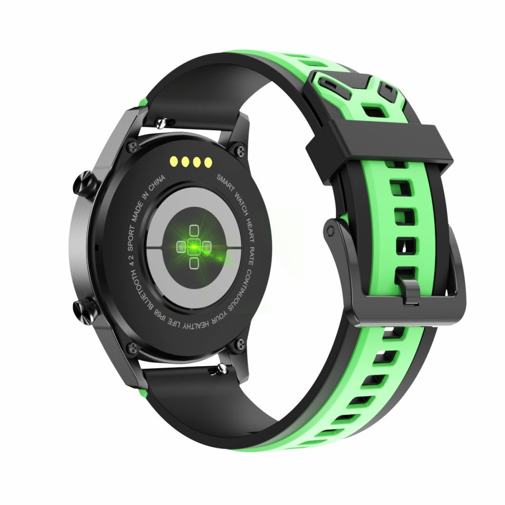 22mm Universal color splice silicone watch strap - Grass Green / Black#serie_2