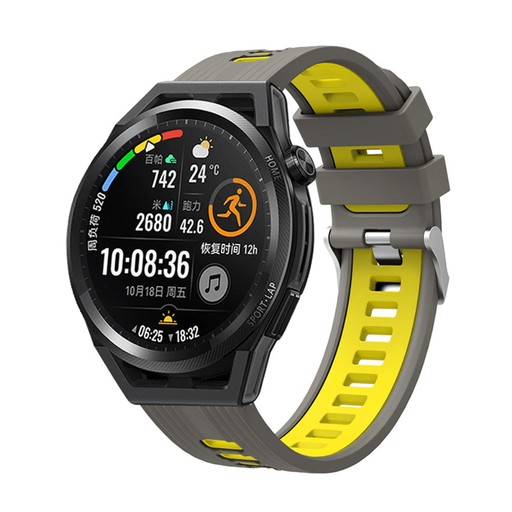 22mm Universal dual color silicone watch strap - Grey / Yellow#serie_10