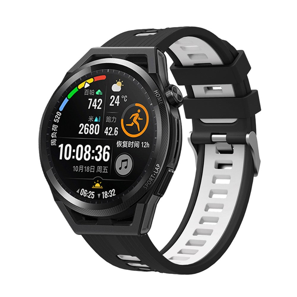22mm Universal dual color silicone watch strap - Black / White#serie_2