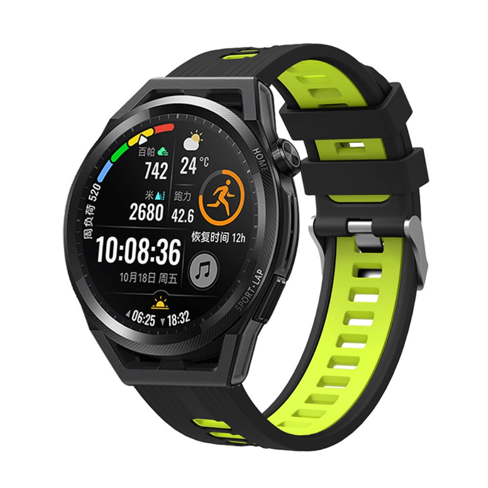 22mm Universal dual color silicone watch strap - Black / Grass Green#serie_3