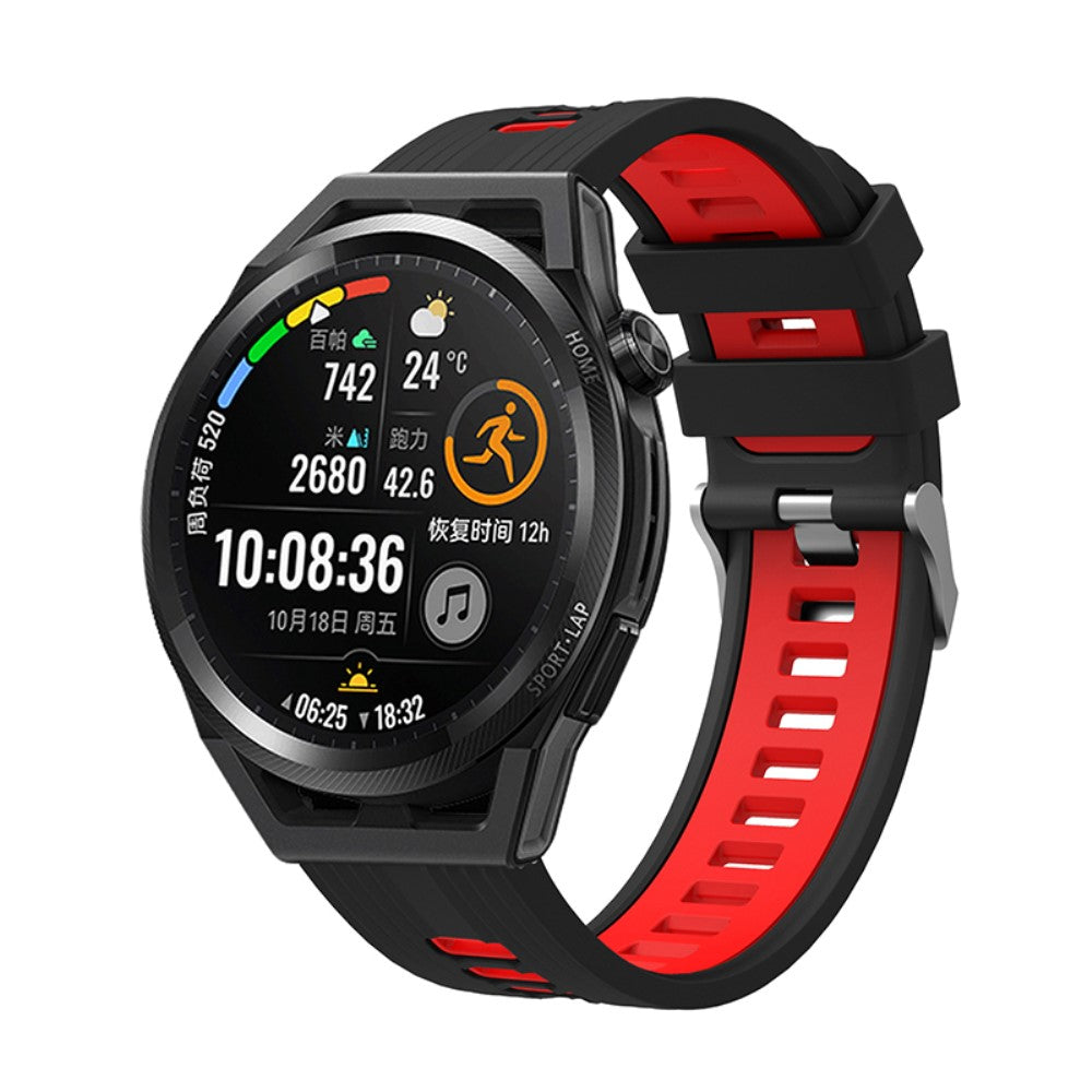 22mm Universal dual color silicone watch strap - Black / Red#serie_4