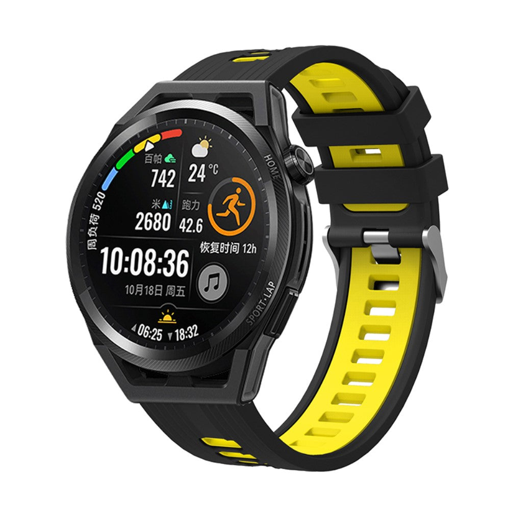 22mm Universal dual color silicone watch strap - Black / Yellow#serie_5