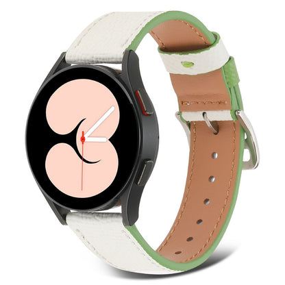 22mm Universal color spliced genuine leather watch strap - White#serie_1