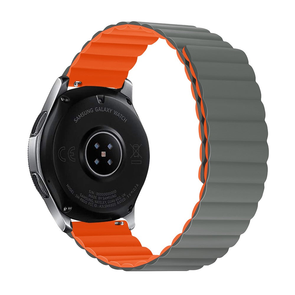 22mm Universal silicone watch strap - Gray / Orange Size: S#serie_10