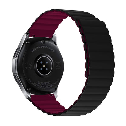 22mm Universal silicone watch strap - Black / Wine Red Size: S#serie_5