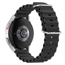 22mm Universal wave design silicone watch strap - Black#serie_1