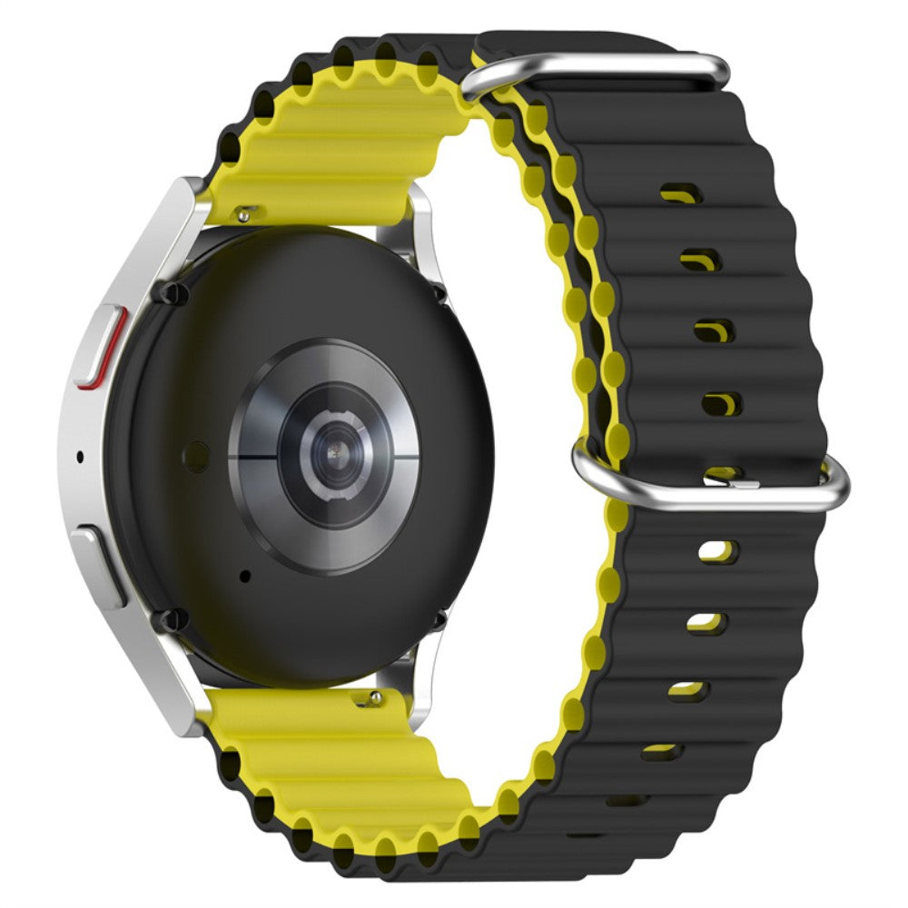 22mm Universal dual color silicone watch strap - Black / Yellow#serie_6