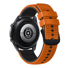 22mm Universal grid texture on silicone strap - Orange / Black#serie_2